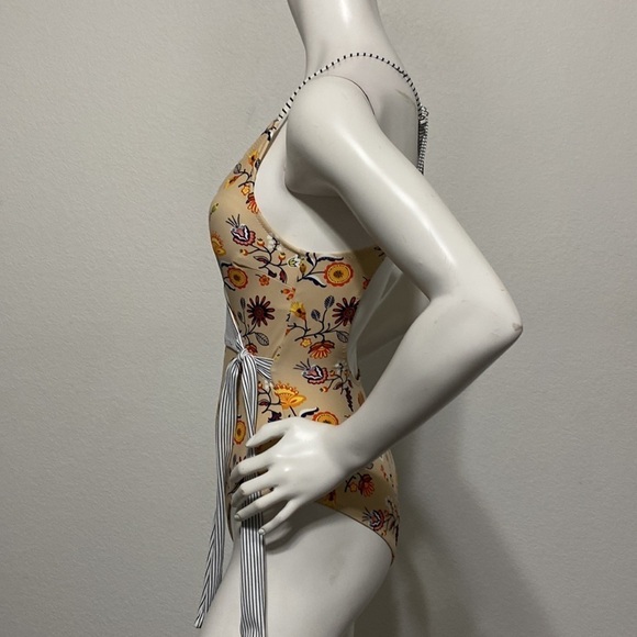 CupShe NEW Boho Floral Striped Wrap Swim One Piece Bathing Suit Size S - Picture 7 of 11